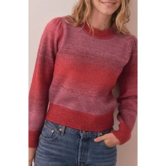Marine Layer | Ayla Ombré Stripe Puff Sleeve Sweater - Picture 3 of 14